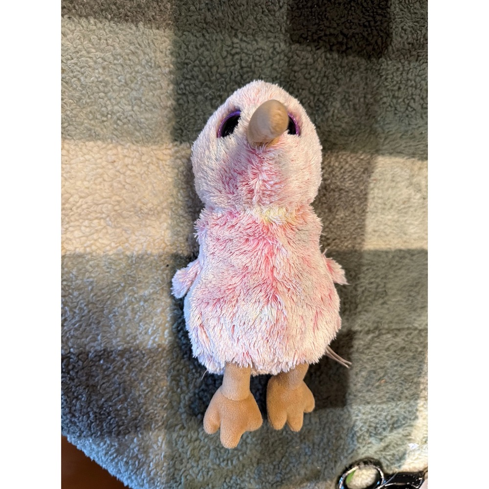 Ty Silk Beanie Boos Kiwi the Bird‎ Pink Mottled Plush Purple Glitter Eyes 2013